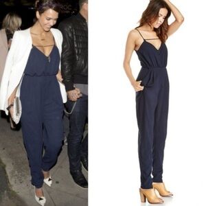 Finders Keepers “someday” Blue Jumpsuit V Neck Spaghetti Strap